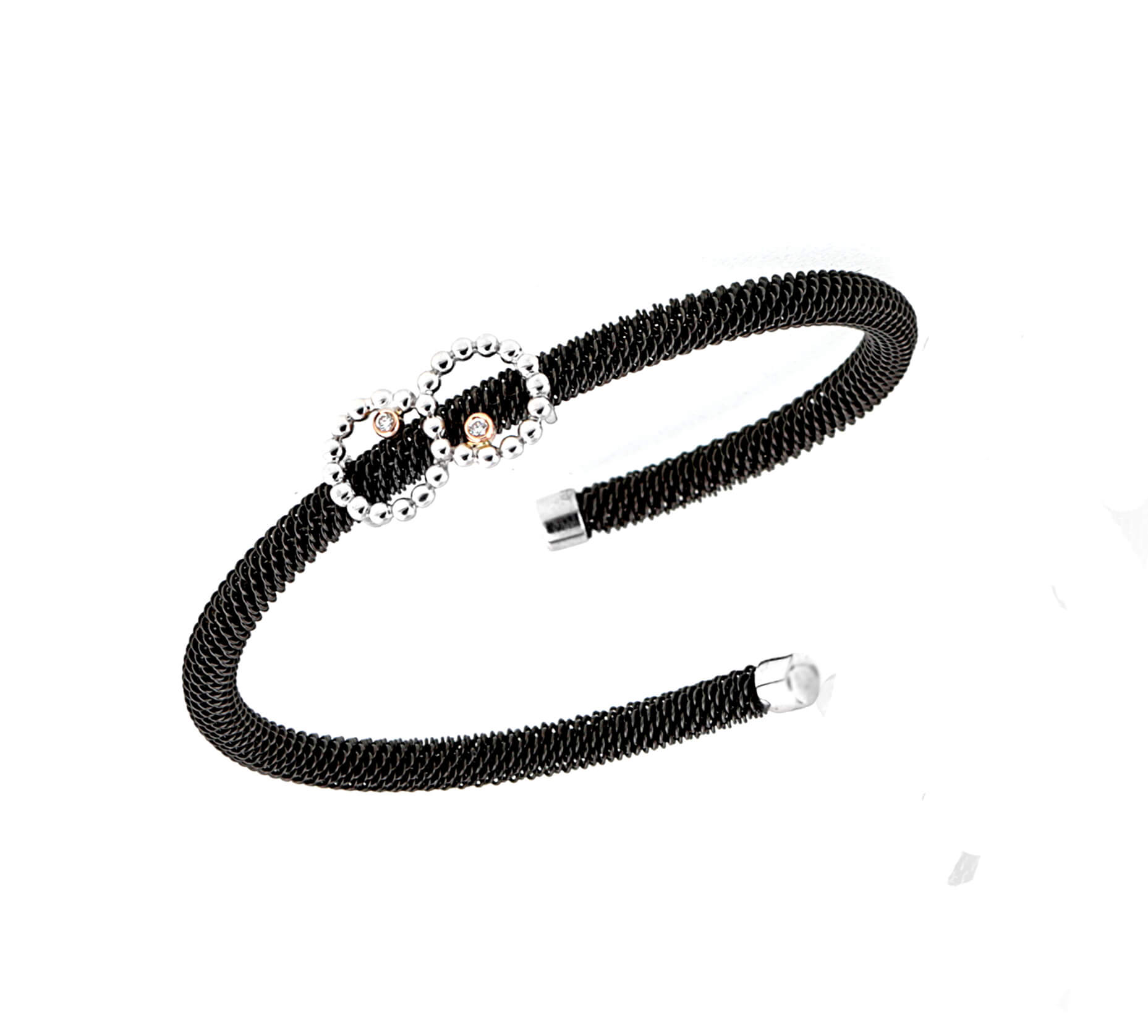 Altın ve Pırlantalı Sonsuzluk Tasarım Yuvarlak Çelik Bileklik