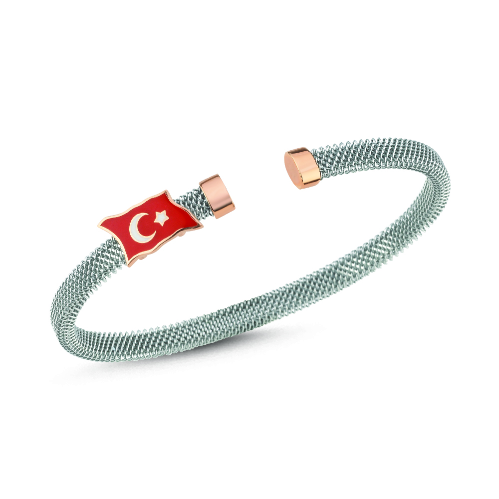 Altın Türk Bayrağı Tasarım Çelik Bileklik