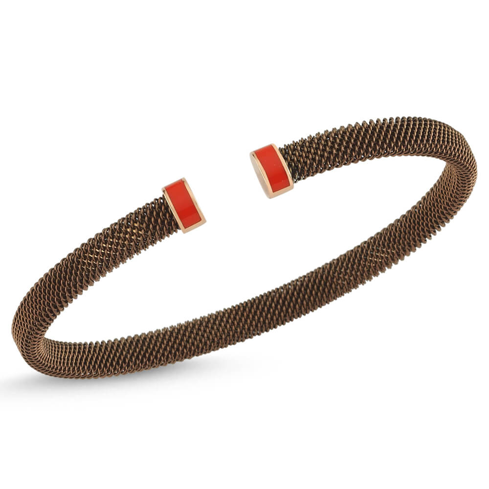 Altın Mineli Tasarım Yassı Çelik Bileklik