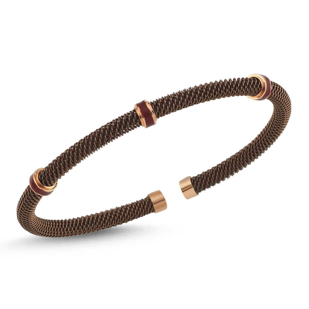 Altın Mineli Tasarım Yuvarlak Çelik Bileklik